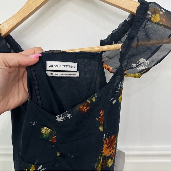 Urban Outfitters Blue and Orange Ruffled Tiered Midi Dress - Picture 3 of 6